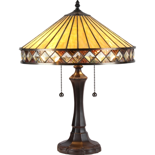 Ingrid Tiffany Style 2 Light Mission Table Lamp 16" Shade