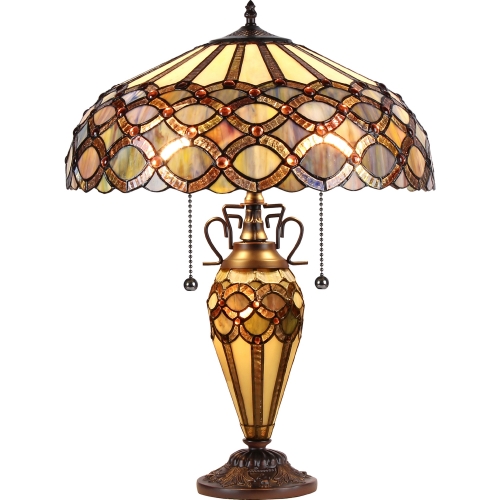 Prisma Tiffany Style 3 Light Double Lit Table Lamp with 16" Shade