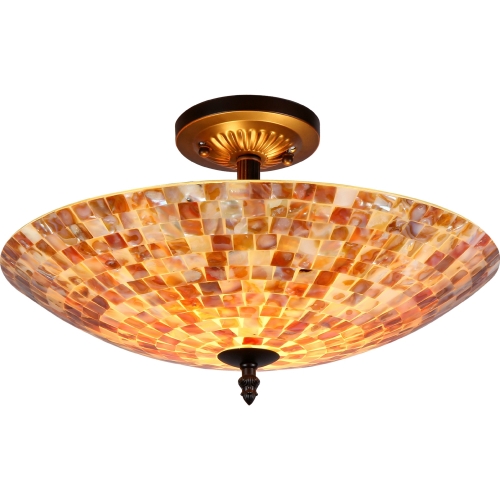 Shelley Mosaic 2 Light Semi Flush Ceiling Fixture w/ 16" Shade