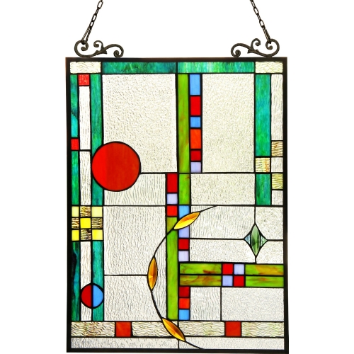 Mondriaan Tiffany Glass Window Panel 17.5" x 25"