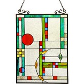 Mondriaan Tiffany Glass Window Panel 17.5" x 25"