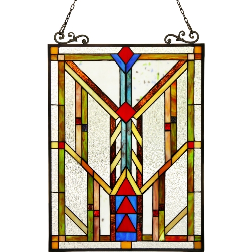 Vanderleck Tiffany Glass Window Panel 17.5" x 25"