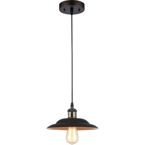 Ironclad Industrial Style 1 Light Rubbed Bronze Ceiling Mini Pendant w/ 10" Shade