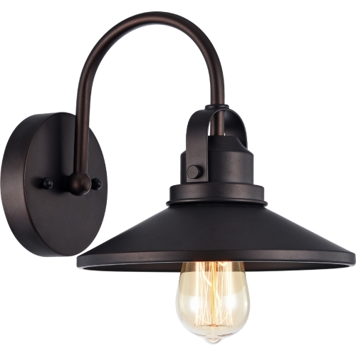 Ironclad Industrial Style 1 Light Rubbed Bronze Wall Sconce w/ 9" Wide Shade