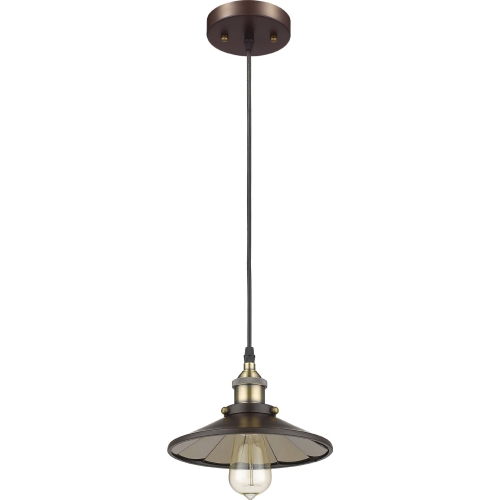 Ironclad Industrial Style 1 Light Rubbed Bronze Ceiling Mini Pendant w/ 9" Shade