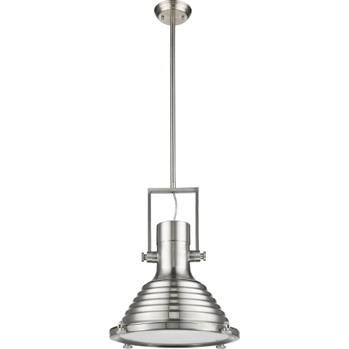 Ironclad Industrial Style 1 Light Brushed Nickel Ceiling Mini Pendant w/ 16" Shade