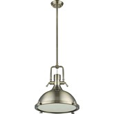 Ironclad Industrial Style 1 Light Antique Brass Ceiling Mini Pendant w/ 18" Shade