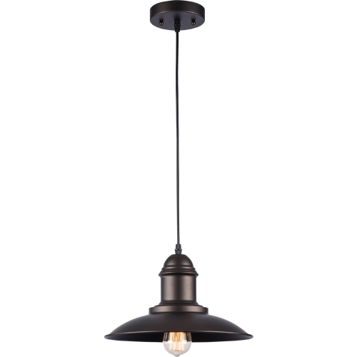 Ironclad Industrial Style 1 Light Rubbed Bronze Ceiling Mini Pendant 12"W