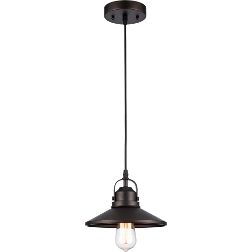 Ironclad Industrial Style 1 Light Rubbed Bronze Ceiling Mini Pendant w/ 9" Shade