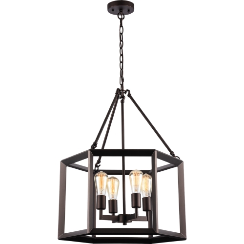 Ironclad Industrial Style 4 Light Rubbed Bronze Ceiling Pendant w/ 21" Wide Shade