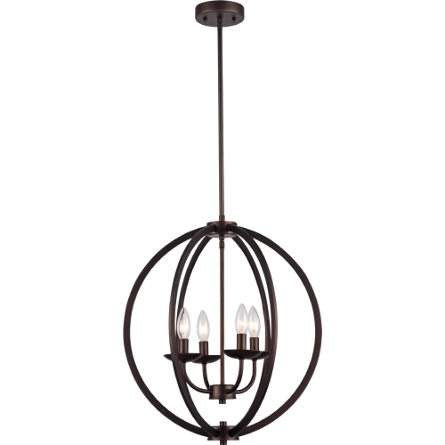 Ironclad Industrial Style 4 Light Rubbed Bronze Ceiling Pendant w/ 18" Wide Shade