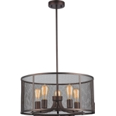 Ironclad Industrial Style 5 Light Rubbed Bronze Ceiling Pendant w/ 20" Wide Shade