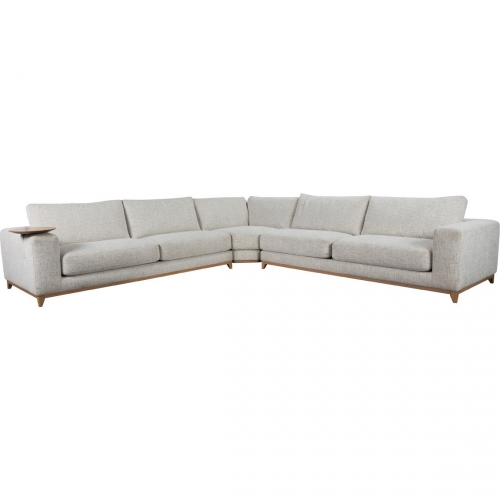 Donovan Sectional Sofa in Sand Fabric & Wood