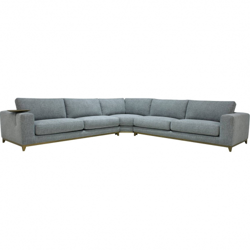 Donovan Sectional Sofa in Gray Fabric & Wood