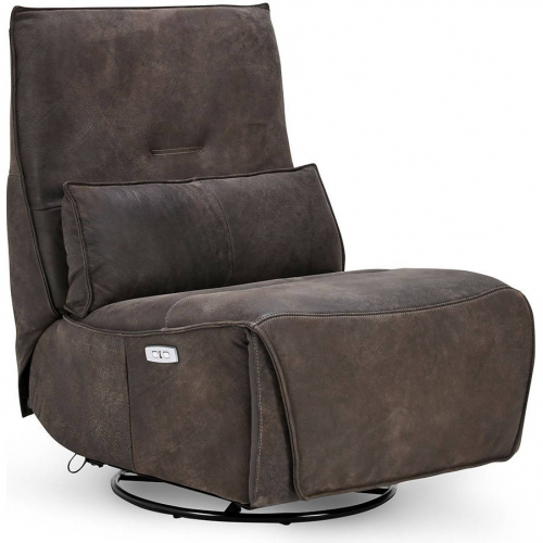 Paige Power Recliner Swivel Accent Chair Brown Top Grain Leather