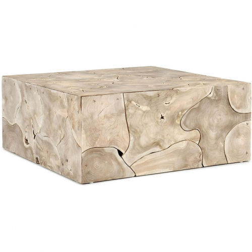 Sorrento 40" Square Coffee Table in Bleached Teak Wood