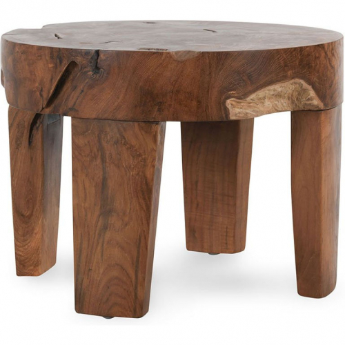 Kariba 15" Round Accent Table in Natural Finish Teak Wood