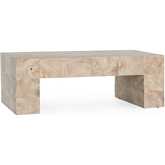 Anders 51" Coffee Table in Cream Wash Teak Wood