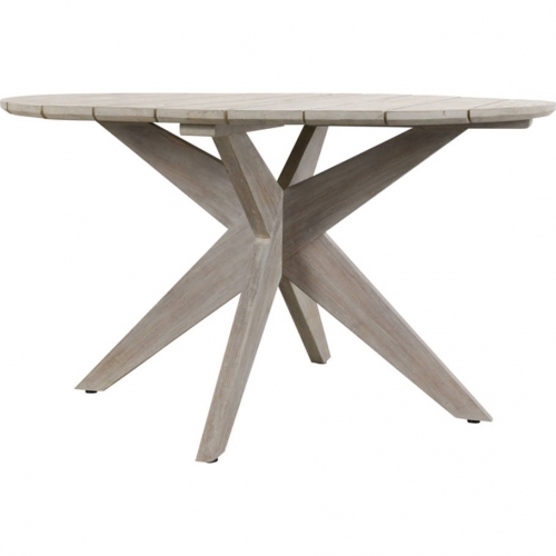 Alameda Outdoor 53" Round Dining Table in Gray Teak Wood