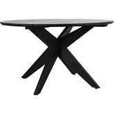 Alameda Outdoor 53" Round Dining Table in Black Teak Wood