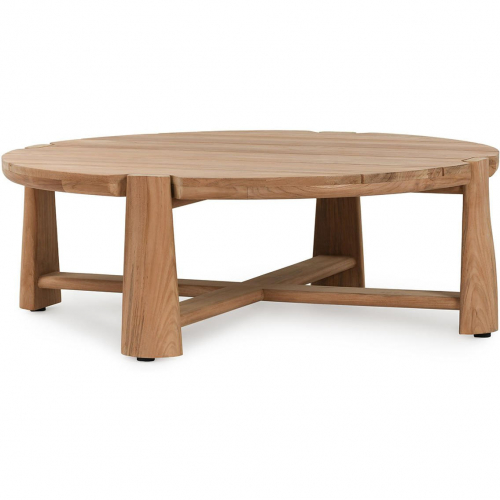 Aston 48" Outdoor Round Coffee Table in Natural Teak Wood