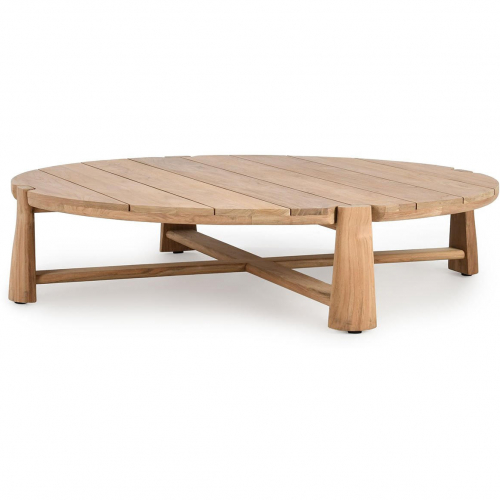 Aston 65" Outdoor Round Coffee Table in Natural Teak Wood