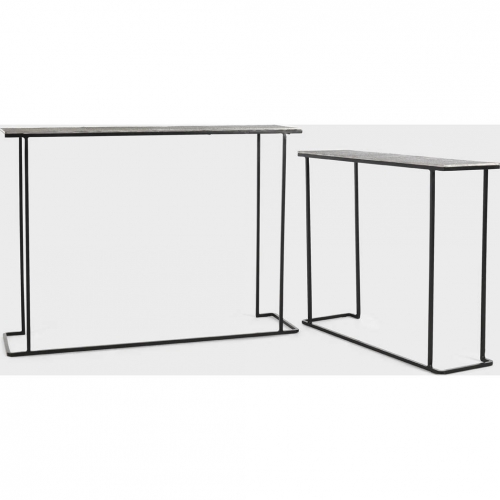 Jonah Console Table Set in Silver & Black Metal (Set of 2)