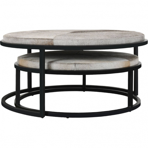 Hayword Nesting Coffee Tables in Multicolor Gray Hide (Set of 2)