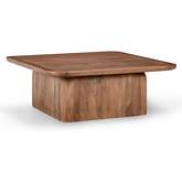 Chloe 48" Square Coffee Table in Umber Finish Mango Wood