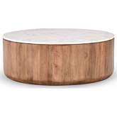 Josie 46" Round Coffee Table in Umber/Marble