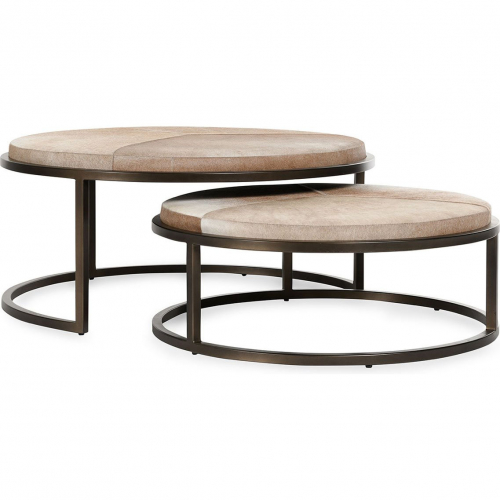 Hayword Nesting Coffee Tables in Blonde Hair on Hide & Bronze (Set of 2)