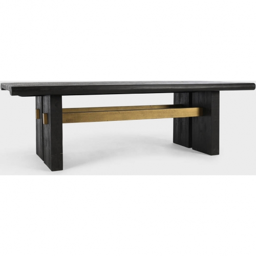 Larson 96" Dining Table in Black Reclaimed Pine & Brass