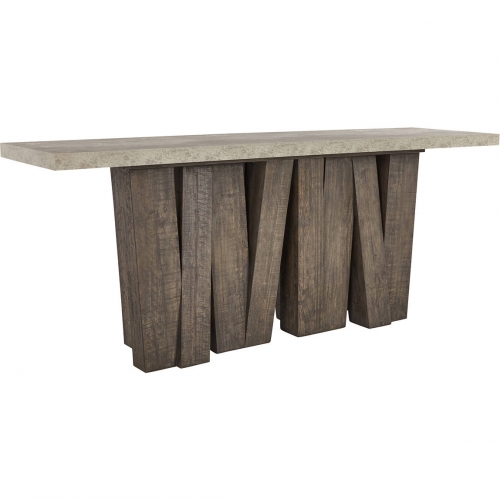 Simone 76" Console Table in Concrete Laminate & Reclaimed Pine