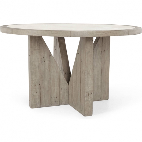 Vincent 55" Round Dining Table in Reclaimed Pine & Concrete Laminate