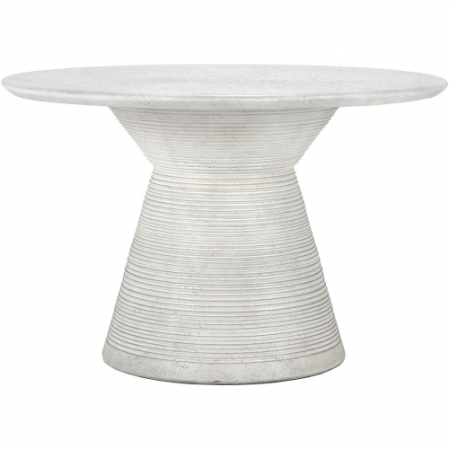 Fern Outdoor 47" Round Dining Table in White Reinforced Concrete