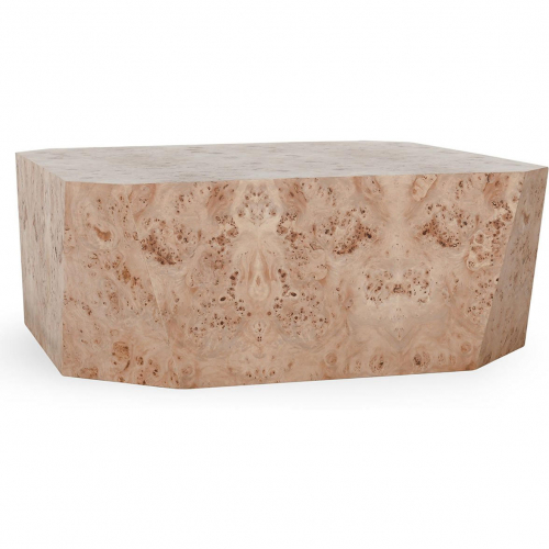 Avena 42" Square Coffee Table in Natural Burl Wood Veneer