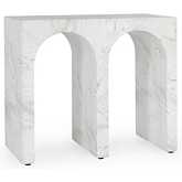 Marmo Outdoor Rectangle End Table in Ivory & Gray Concrete