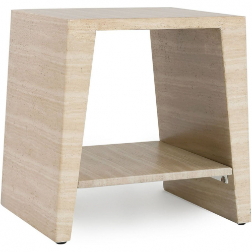 Rosen Outdoor Rectangle End Table in Travertine Color Fiber Concrete