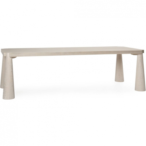 Atrop 102" Dining Table in Milk White Finish Oak Wood