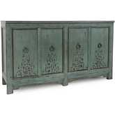 Amherst 4 Door Buffet in Distressed Turquoise Blue Wood