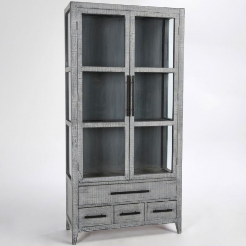 Simon Tall Cabinet in Antique Blue Gray Reclaimed Pine