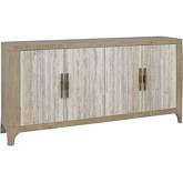 Alpine 72" 4 Door Buffet in Natural Finish Reclaimed Wood &Travertine Laminate