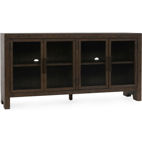 Troy 4 Door Buffet in Suede Brown Reclaimed Oak & Tempered Glass