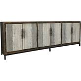 Lisbon 6 Door Sideboard in Reclaimed Pine & Travertine