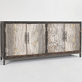 Lisbon 4 Door Sideboard in Reclaimed Pine & Travertine