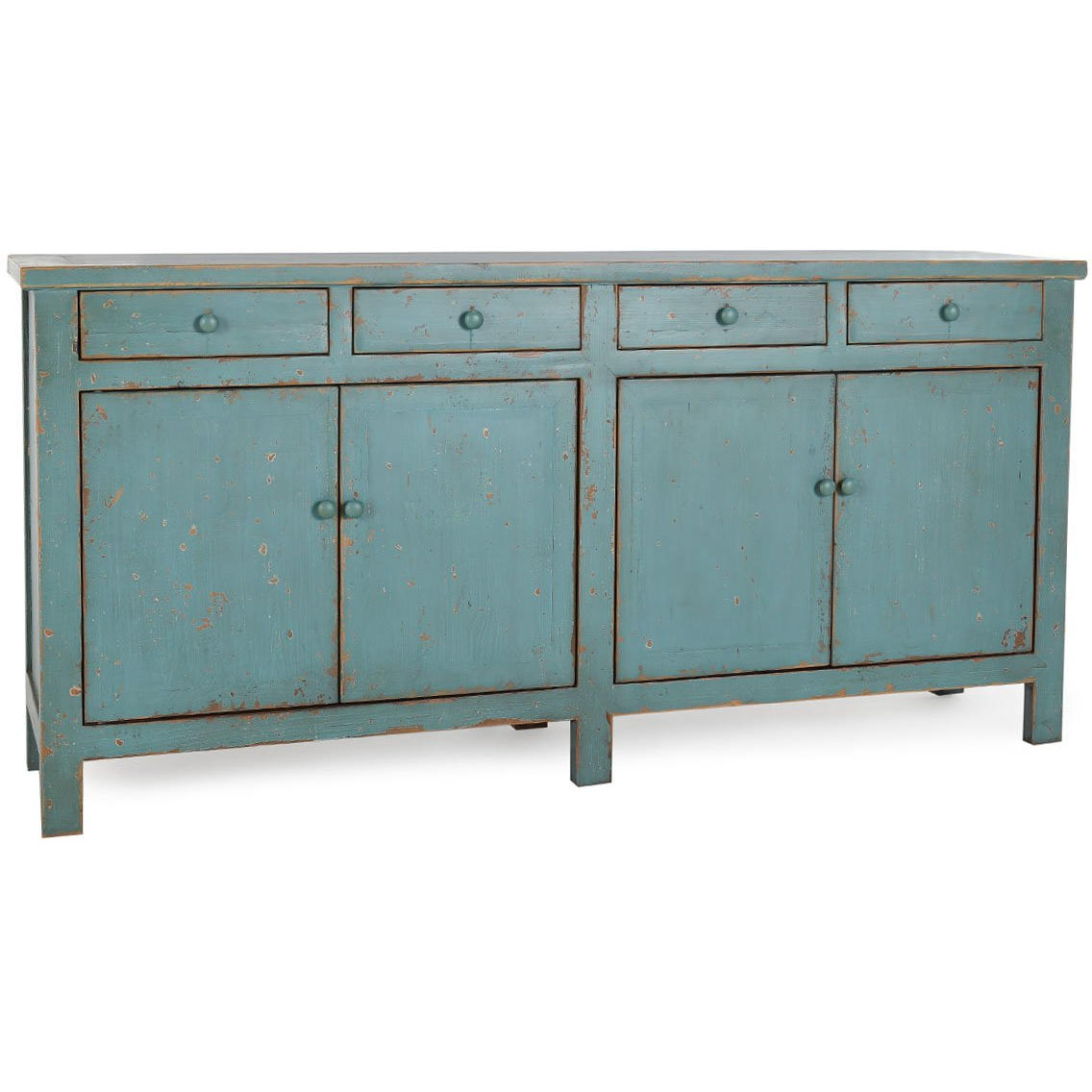 Classic Home 52004636 Luna 4 Door 4 Drawer Sideboard In Teal Reclaimed Pine   52004636 