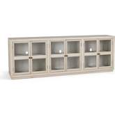 Selma 6 Door Sideboard in Cream Finish Reclaimed Pine & Glass