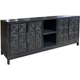 Acadia 98" 4 Door Plasma TV Stand Cabinet in Black Finish