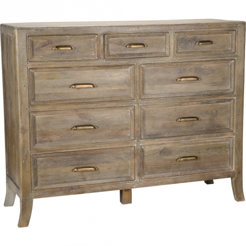 Francesca 9 Drawer Dresser in Vintage Taupe Mango Wood