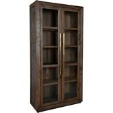 Bradley Tall Cabinet in Dark Oak Wood & Glass